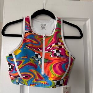 Peloton X Brittany Allen Printed Crewneck Zipper Bra Size Large NWT